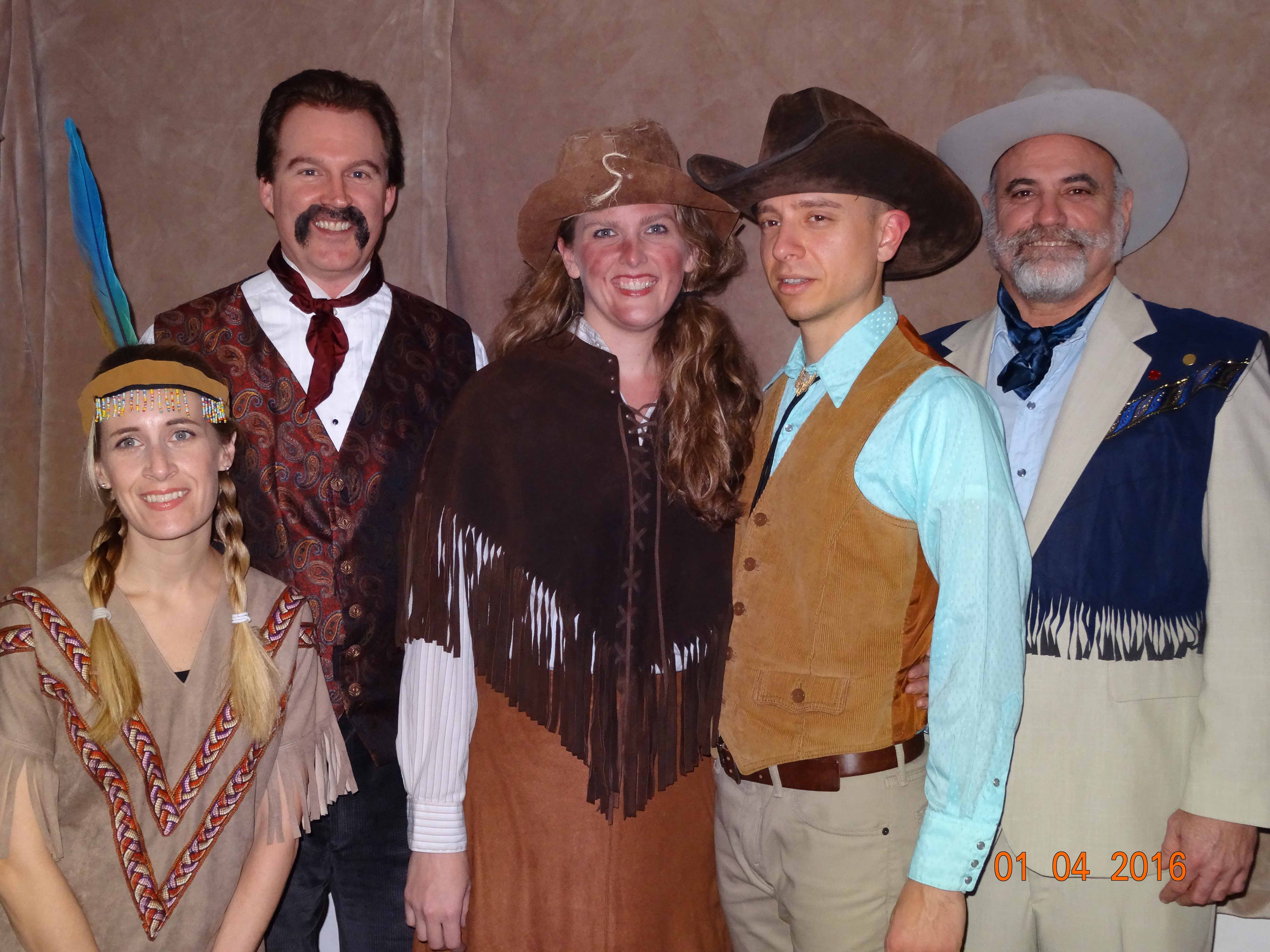 Annie, Frank, Charlie, Buffalo Bill and Indian